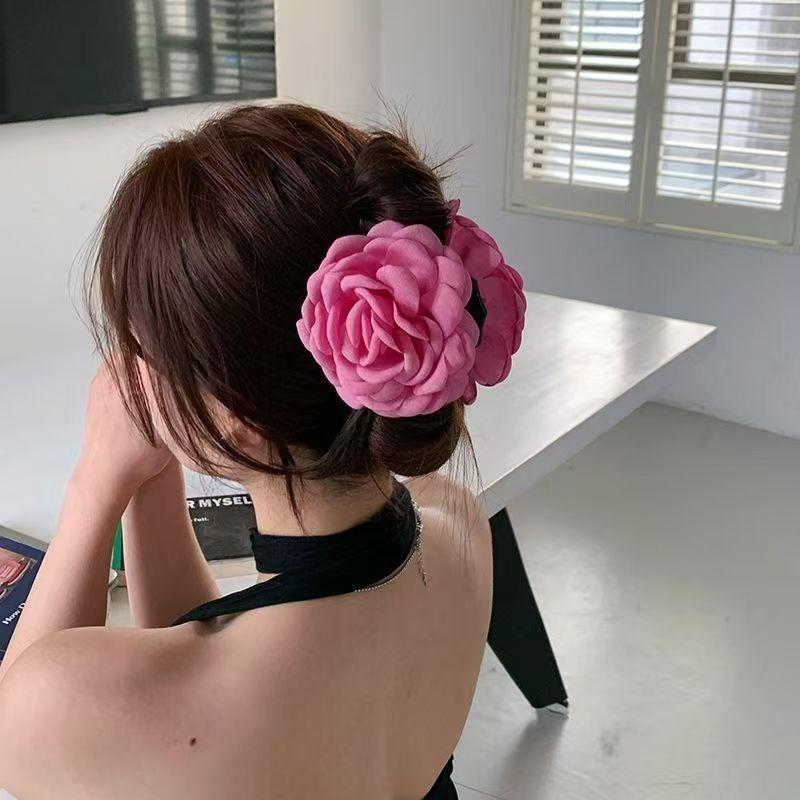 Caro Floral Rose Hair Claw Clip for Women - European & American Style, Summer Headdress