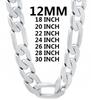 Catena classica di alta qualità da 12 MM Argento Sterling 925 grande collana per uomo donna 18-30 pollici Moda festa gioielli di design