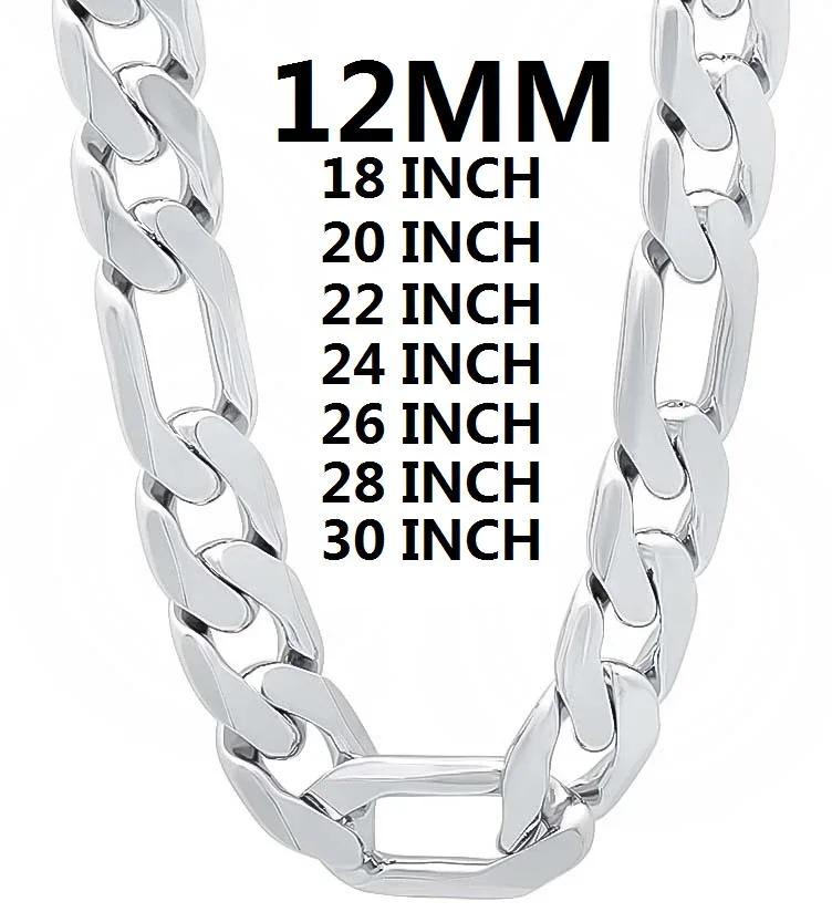 

High quality classic 12MM chain 925 sterling Silver big necklace for men woman 18-30 inch Fashion party designer jewelry 45cm 18inches