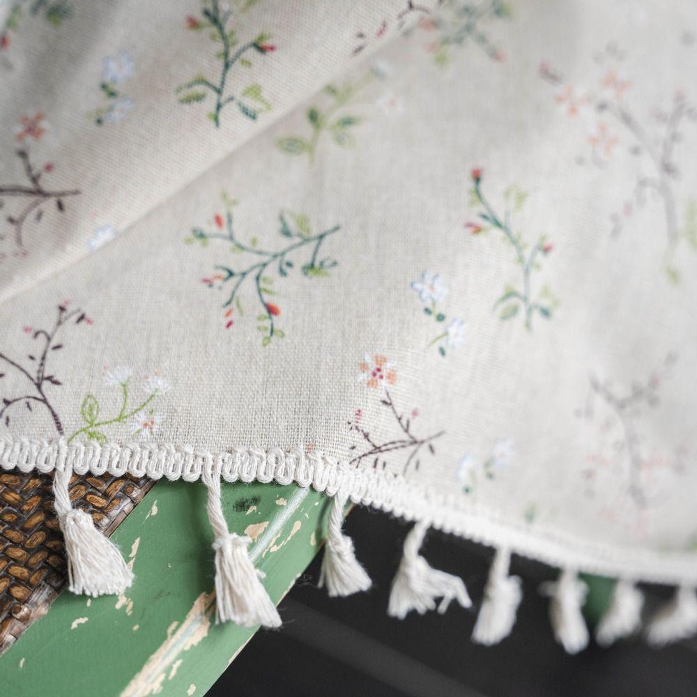 Semi-Blackout Cotton Curtain Elegant Vintage Curtain Tassels Printed Curtain  Living Room