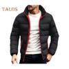 Men Coat Stand Collar Long Sleeve Full Zipper Closure Quilted Jacket Solid Color Thickened Loose Fit Puffer Coat with Side Pockets
