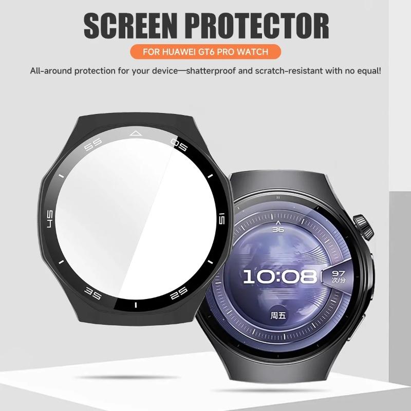 Glass+Case for Huawei Watch GT6 Pro 46mm Glass Anti-scratch Screen Protector & Hard PC Protective Bumper for GT 6 Accessories