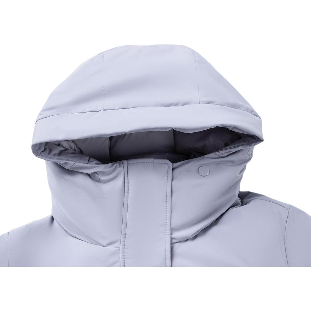 Li Ning Fitness Series Hooded Logo Stitching Long Down Jacket Women Outerwear AYMV408-3