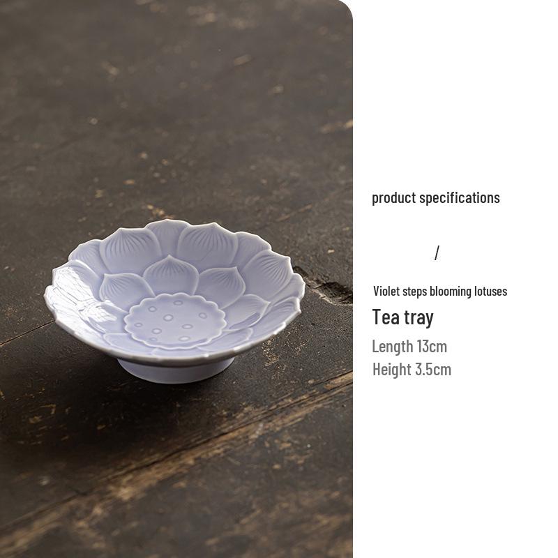 Ceramic High-Legged Tea & Pastry Plate - Exquisite Chinese Style for Engagements & Snacks