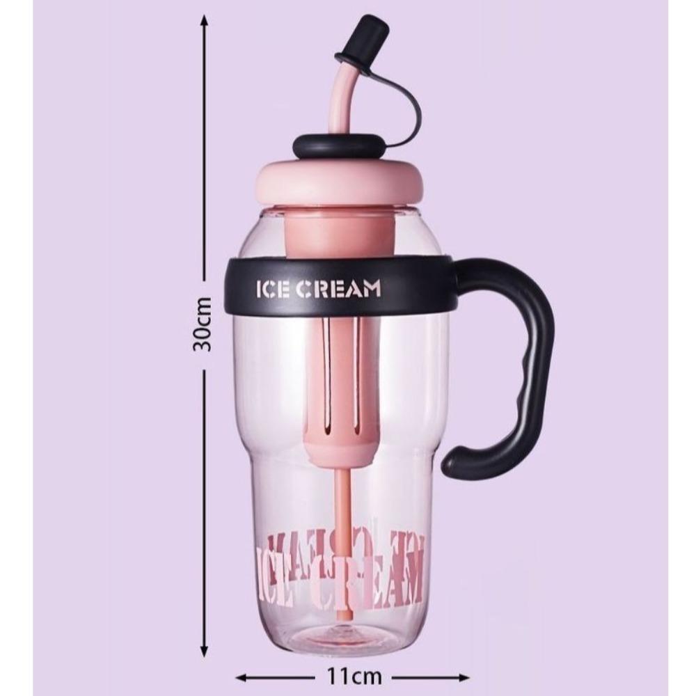 Cute 1200ML Summer Plastic Cup Large Capacity Leakproof Sports Water Bottle with Handle Straw Water Bottle Outdoor Travel