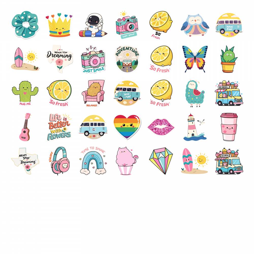 35pcs-50pcs Cartoon Positive Messages Stickers Whimsical Cuteness Overload  Stickers  Stickers For DIY Phone