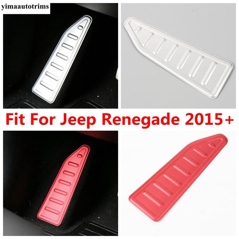 Car Left Foot Rest Pedal Footrest Non-Slip Pad Panel Protection Cover Trim For Jeep Renegade 2015 - Red Silver Accessories