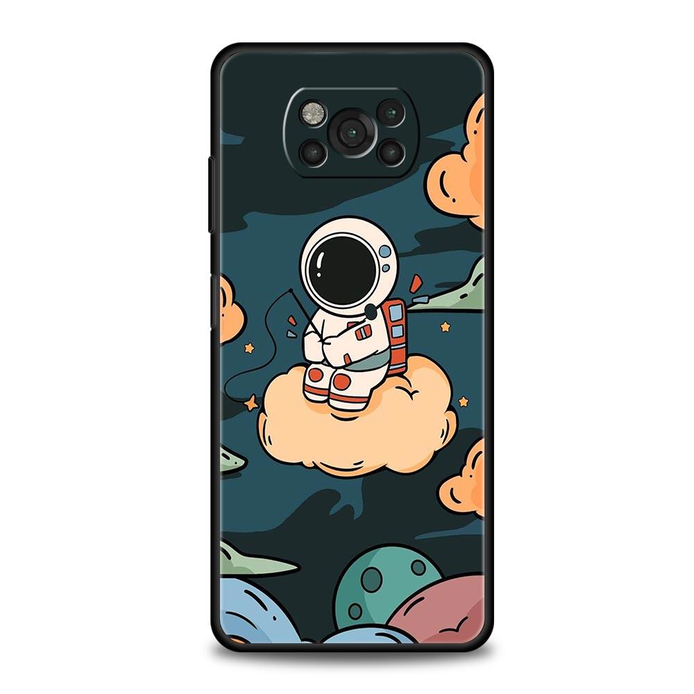Cartoon Cute Cosmonaut Phone Case for Xiaomi Poco F7 F6 F5 F4 F3 X6 X5 X4 X3 NFC F7 Ultra M4 C51 C55 GT 5G Soft TPU Cover Fundas