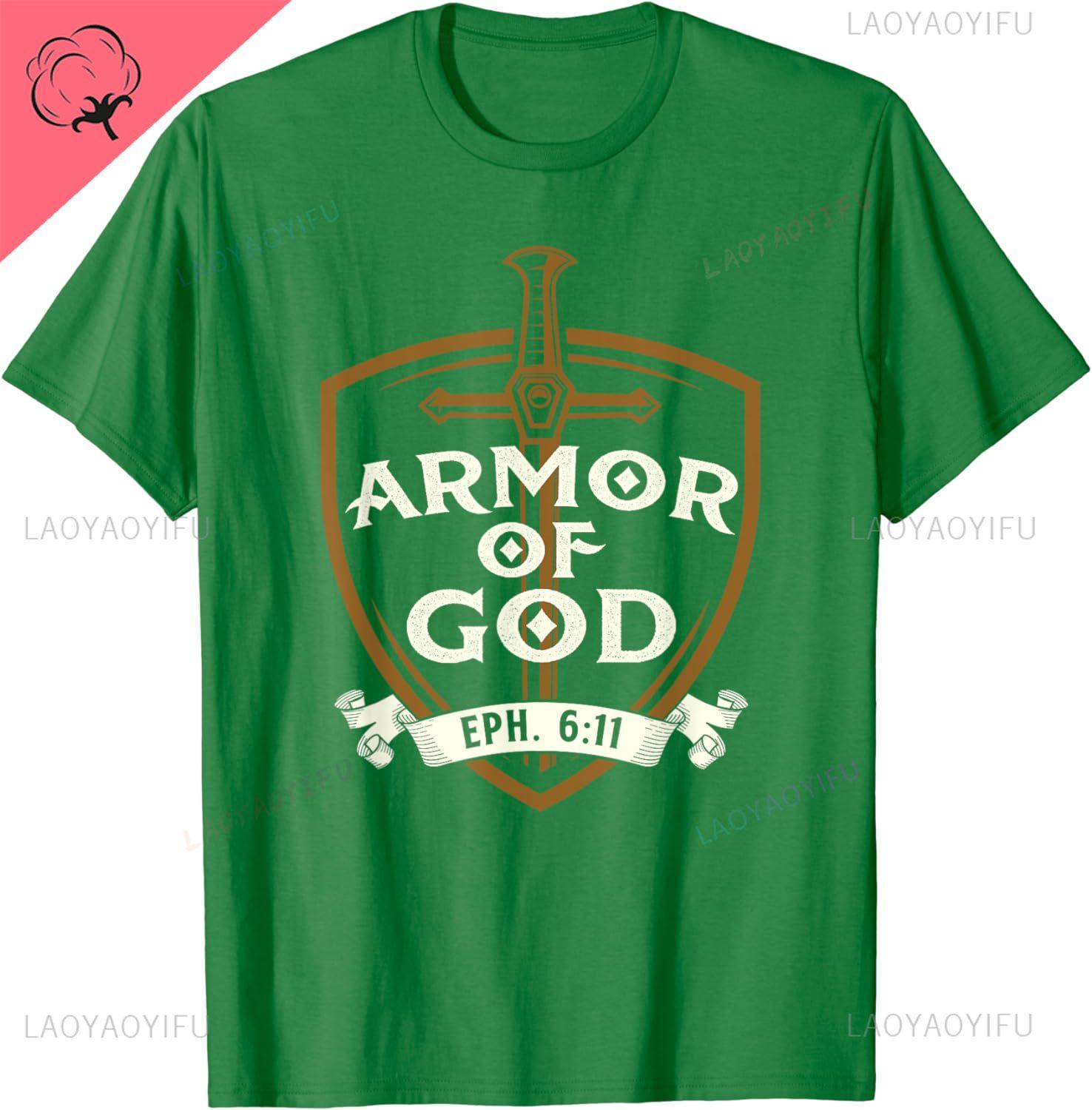 

Armor of God Jesus Christ Believer Bible Christian Faith T-Shirt Vintage Classic Fashion Streetwear Men Clothing 100% Cotton 3XL