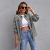 Giacca di Jeans Monocolore con Buchi Rottti Cardigan a Bottoni Casual Comodo Largo Cappotto Streetwear Capospalla da Donna