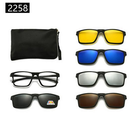 Cross-border TR90 Sunglasses Set: 1 Frame, 5 Polarized Lenses, Unisex, Trendy Driving with Pouch