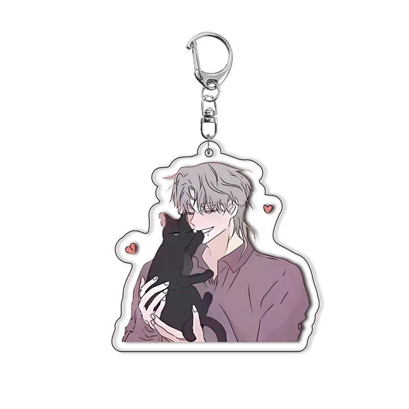 

Cartoon Night By The Water Anime Acrylic Car Keychain Ornament Girls Boys Double-sided Pattern Car Key Ring Charm Lover Gifts about 5cm