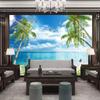 3d Seaside Landscape Nature Scenery Murals Coconut Beach Mural Living Room Restaurant Background Wallpaper