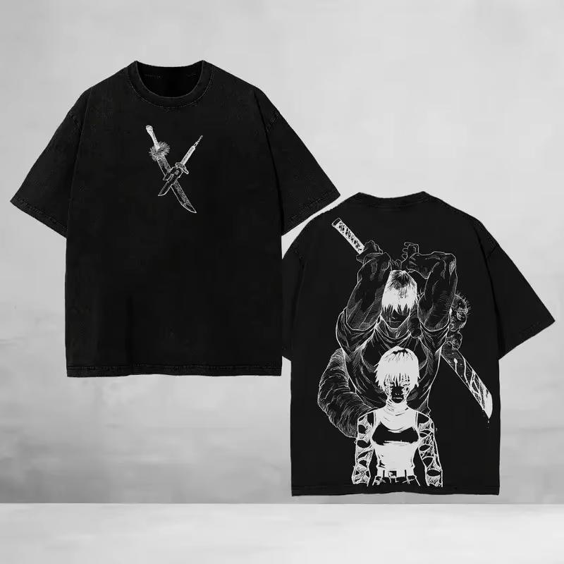 

Floral Print T-Shirt Soft Breathable Casual Comfortable Anime Style Graphic Print Vintage Washed Retro Fashion Tshirts Unisex... S