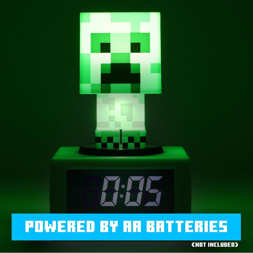 Paladone Minecraft Creeper Alarm Clock - Officially Licensed, In-Game Music & Night Light, for Kids & Tweens, Game Room Accessories