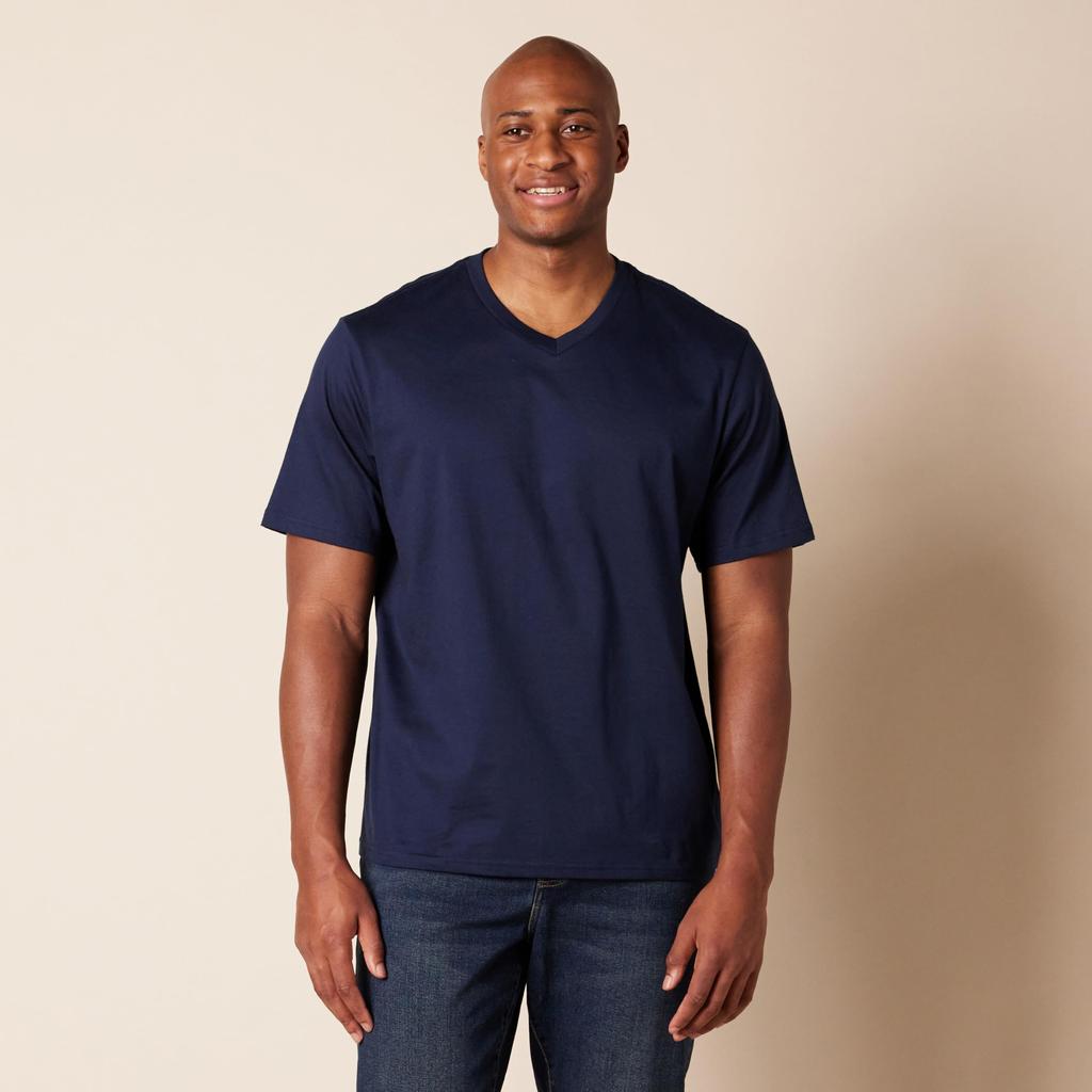 Regular Short M [Amazon Essentials] 2-Piece T-Shirt, V-Neck, Fit, Sleeve, Men's, Navy,