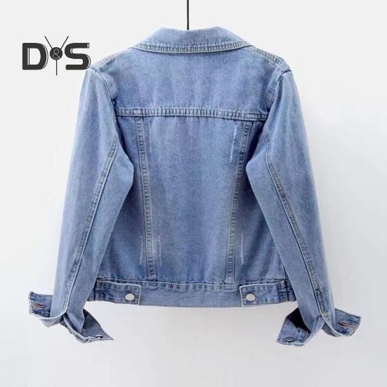 Damen Jacke Umlegekragen Langarm Einreihig Einfarbig Knöpfe Brusttaschen Slim Fit Denim Hip Hop Streetwear Lady Coat