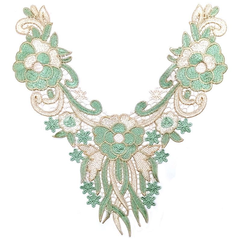 

Color Gold Thread Embroidered Collar, Water-Soluble Embroidered False Collar, Three-Dimensional Hollow Corsage Diy Lace Cloth Sticker