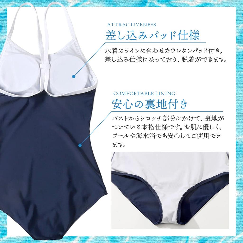 [SORAmood] School Swimsuit Cosplay Swimsuit New Model Competitive Swimsuit M-4XL Plus Sizes School Swimsuit Costume Navy Blue One-Piece Piping (L Size