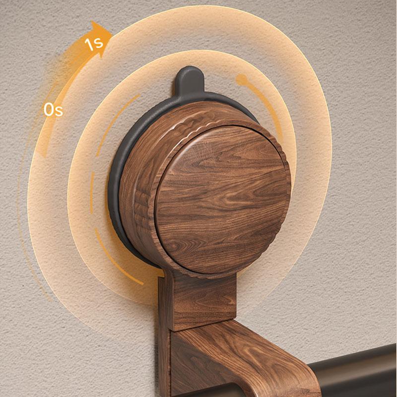 Suction cup walnut towel rack without punching holes bathroom towel pole single pole towel hanging pole hanging rack