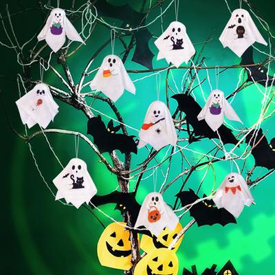 8Pcs Felt Hanging Ghost Ornaments Soft Felt Ghost Pendants Halloween Decorations for Parties Door Windows Indoor
