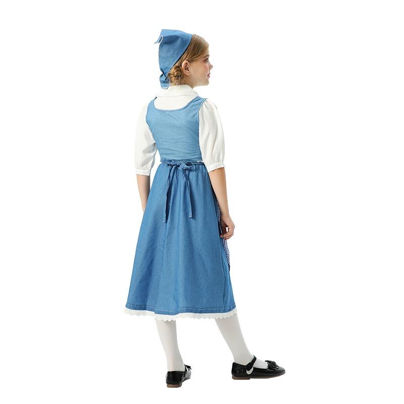 Halloween Children's Costumes European Pastoral Girls' Clothing Medieval Manor Civilian Skirt Vintage Maid Clothing