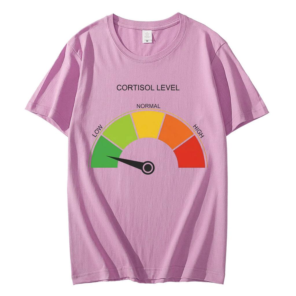 Low Cortisol Level Funny Stress Meme Tshirt High Quality Fashion Short Sleeve T Shirts Men Women Casual Loose Cotton Tshirts