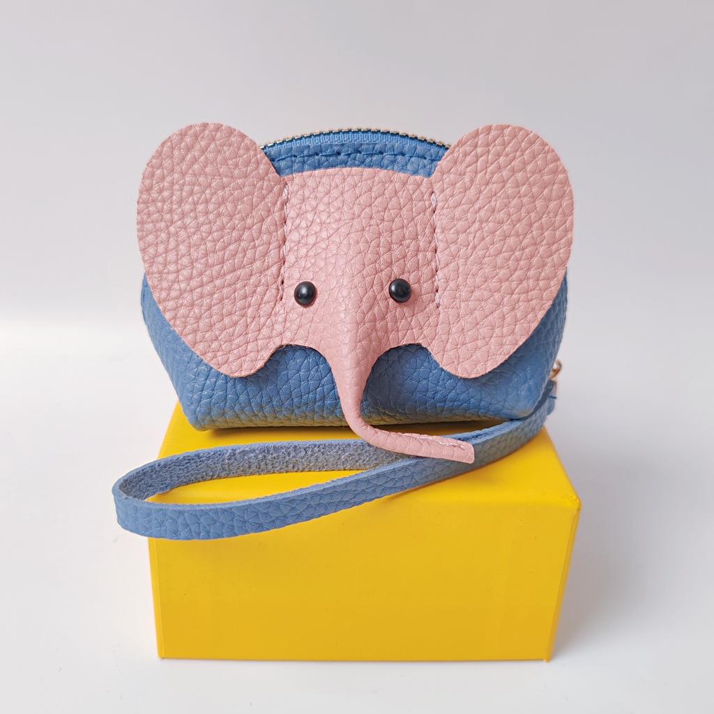 Baby elephant bag pu change bag bag pendant key ring creative card bag lipstick zipper bag