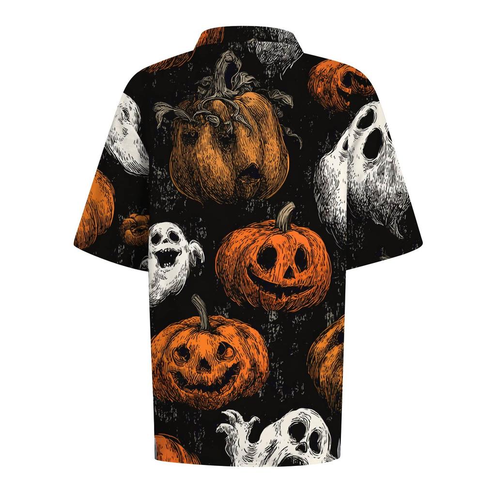 Women's Fashion Casual Lapel Short Sleeve Printed Shirt Women's Button Up Tops