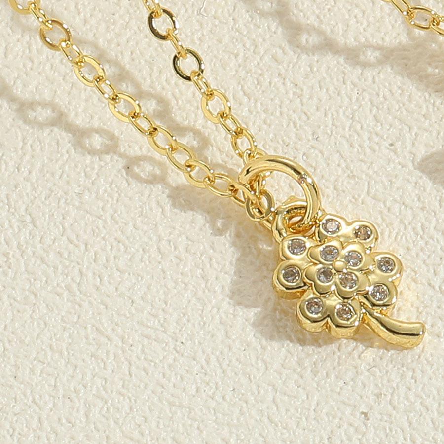 2025 New Fashion Women Temperament Zircon Inlaid Butterfly Flower Umbrella Oil Drip Lock Pendant Clavicle Chain Necklace Jewelry