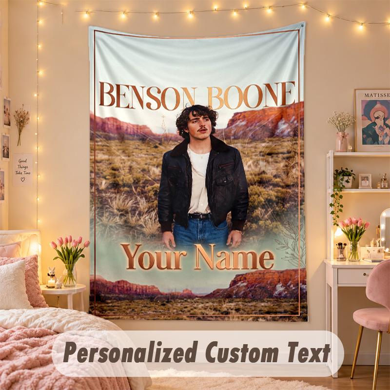 Maßgeschneide personalizada Wandteppich, Benson Boone Druck Benutzerdefinierter Text Name Wandkunst zum Aufhängen für Schlafzimmer