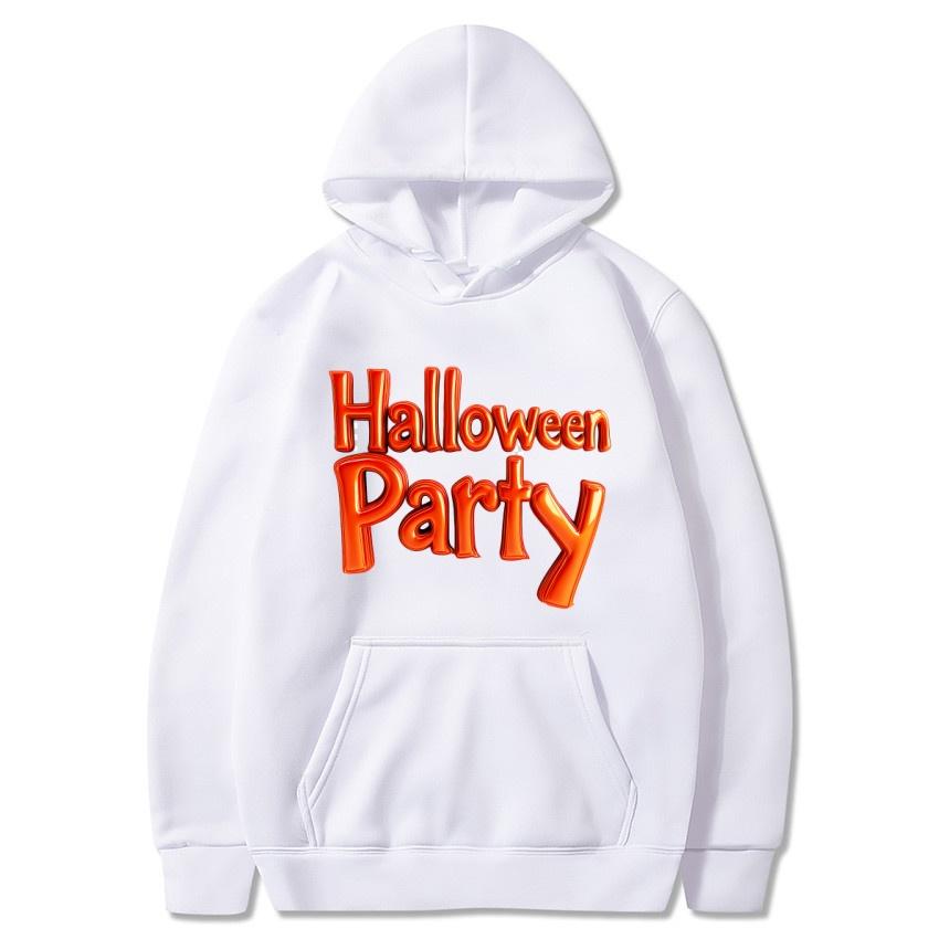 Halloween Letter Autumn Winter Fleece Hoodie Street Fashion Harajuku Pullover Men's and Women's Casual Long Sleeved Warm Hoodie