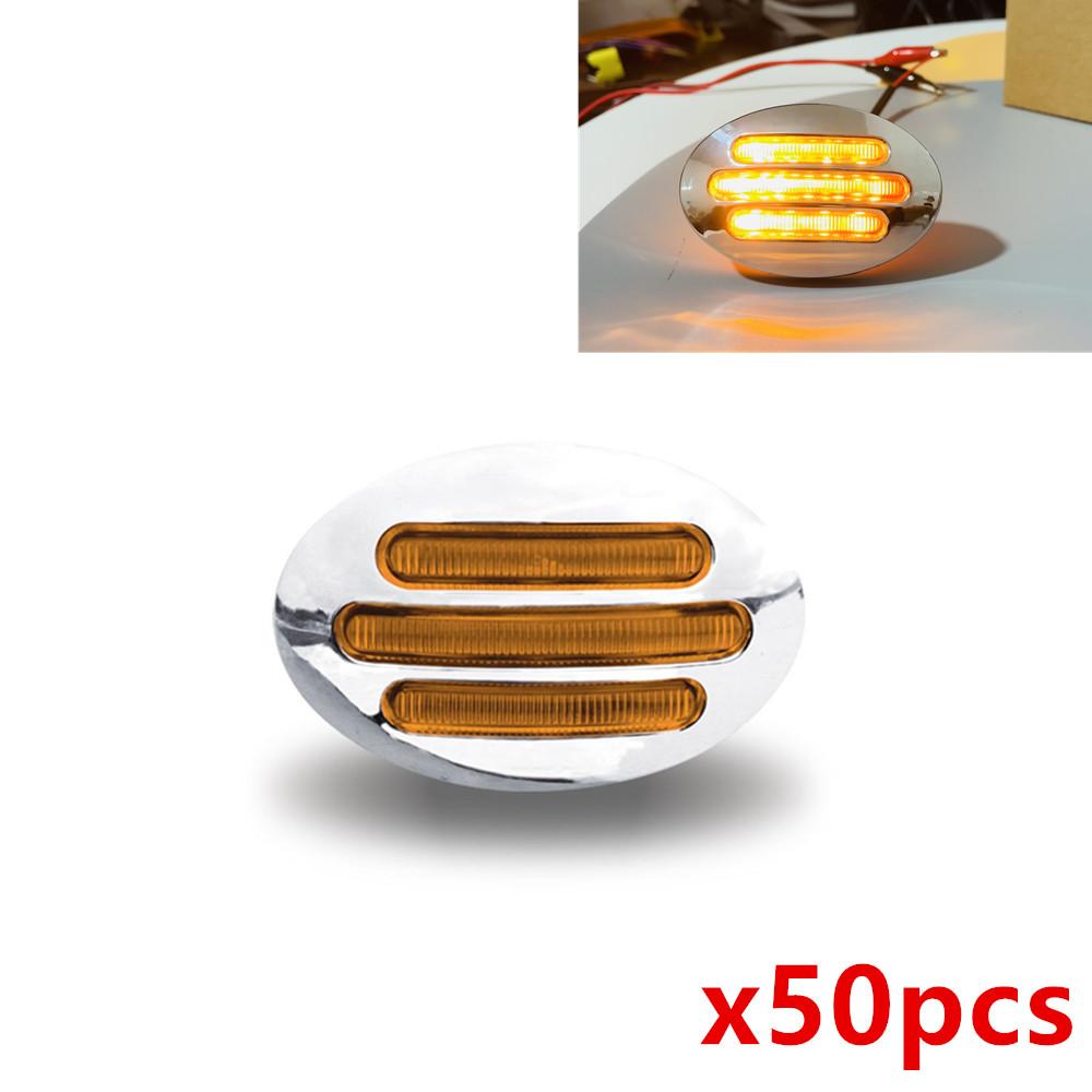 2025 50PCS Truck Trailer 13LED Side Marker Lights 3Inch Oval Amber Red Turn Signal Lamp Marker Indicator LED Side Lights 12V янтарь
