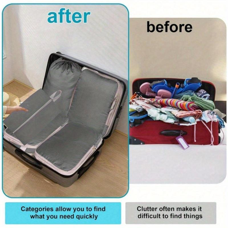 6pcs Compression Packing Cubes for Suitcases, Light Traag, Expandable Paravel Organizer for Clothes Luggage Storageuise Holiday Beach