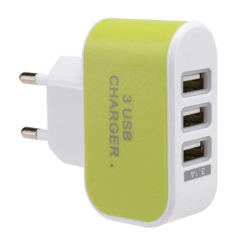 3.1 A Triple USB 3 Port Wall Home Travel AC Charger Adapter for Samsung iPhone
