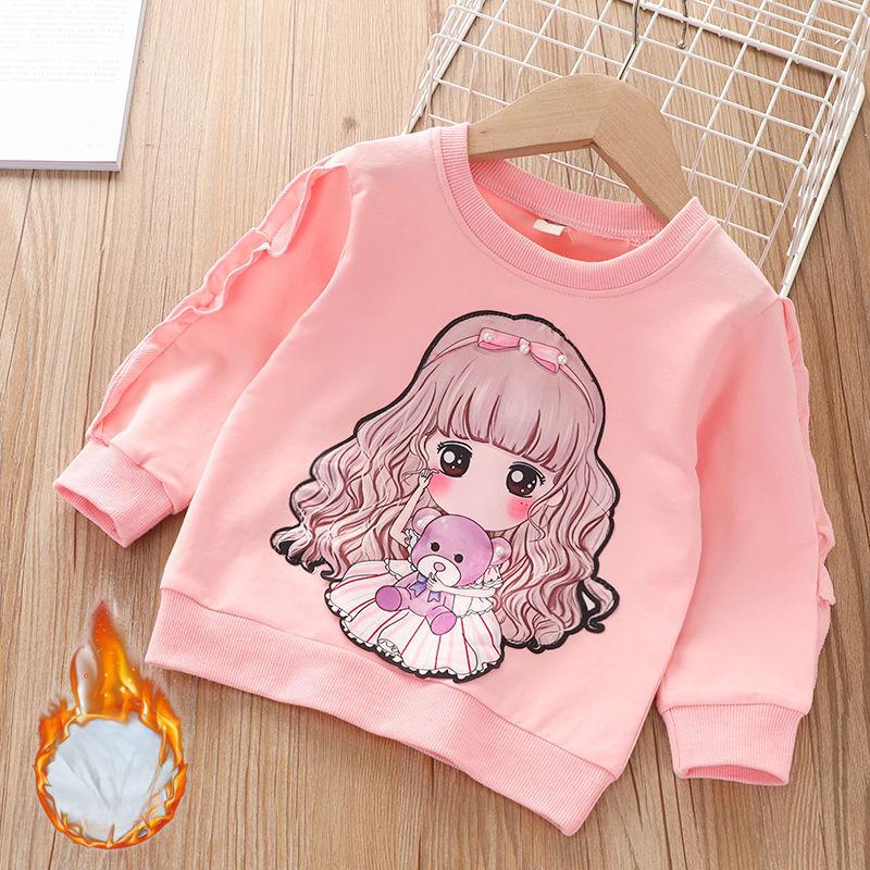 

Модная свободная толстовка с капюшоном для девочек, осенне-зимняя детская рубашка с длинными рукавами и круглым вырезом с рисунком 110cm