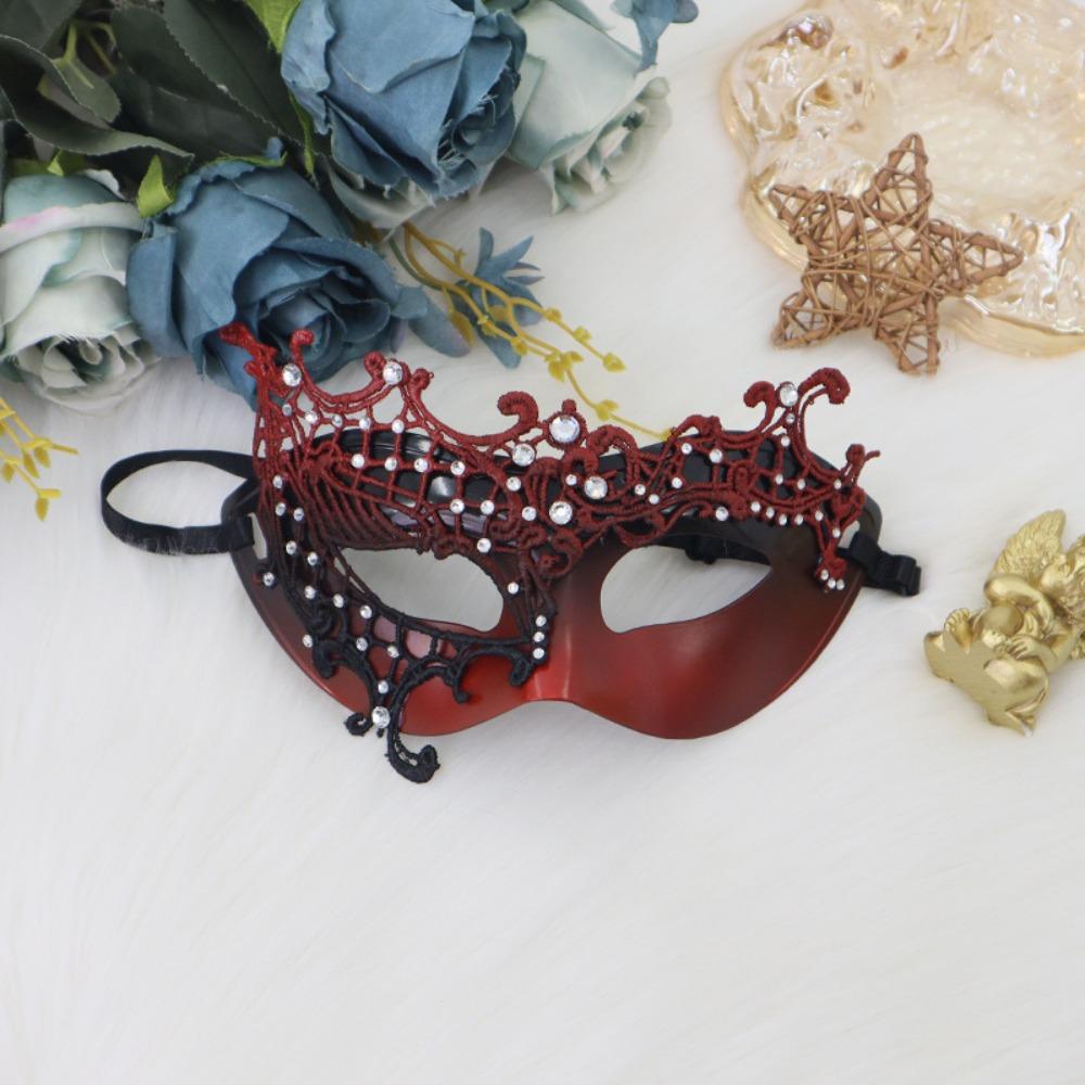 

Rhinestone Decorated Party Mask Hollow Lace Plastic Rhinestone Mask Costume Props Half Face Masquerade Mask Masquerade Party