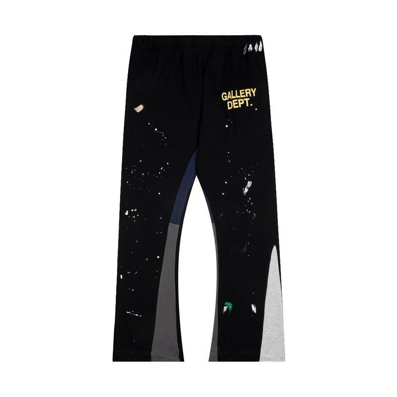 Mens High-Quality Cotton Drawstring Waist Streetwear Jogger Pants With Hand-Painted Splatter Graffiti Print