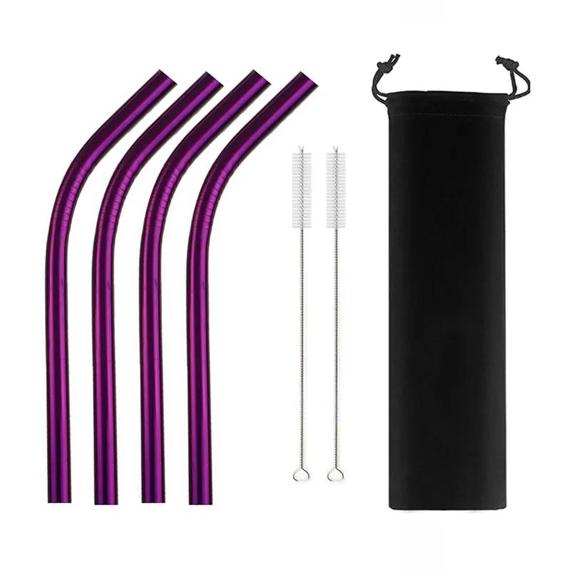 Pailles à smoothie en acier inoxydable 304 de 12 mm de large, pailles réutilisables en métal pour milkshake Boba Bubble Tea, ensemble de pailles courbées