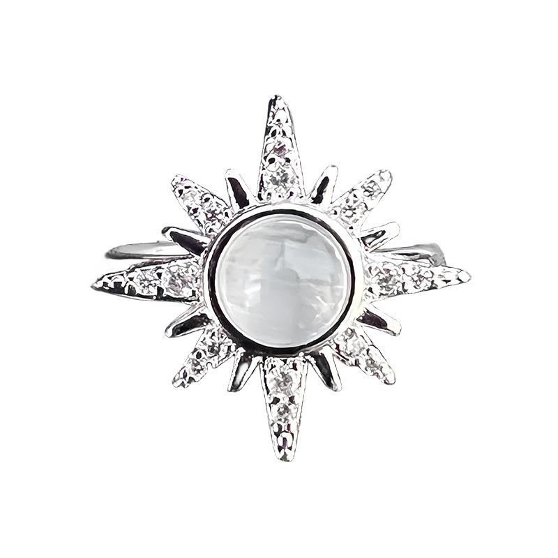 Dieqi Series Personalized High-End Ring Niche Design High-End Light Luxury Moonstone Butterfly Open Index Finger Ring