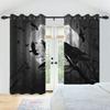2pcs/set Horror Halloween Window Curtain Full Moon Night Tomb Iron Gate Back Room Home Bedroom Decor Blackout Polyester Curtains