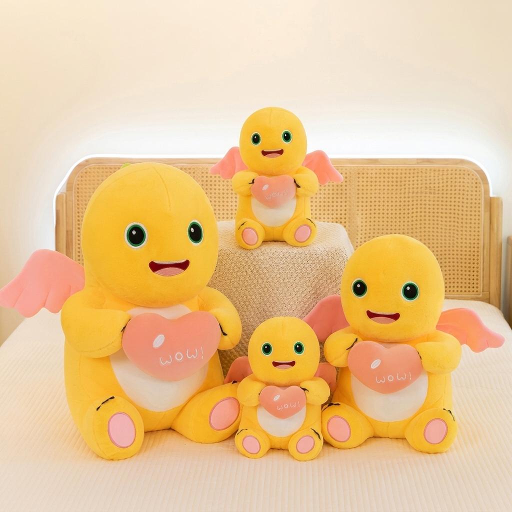 Nailong 'Cupid Angel' Sitting Plush Doll | Bulk Official Cute Yellow Dinosaur Wings Heart Super Soft PP Cotton Girls