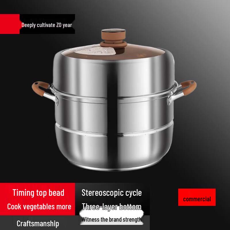 

SuLe 28cm 304 Stainless Steel Smart Timing Double-Layer Automatic Steamer