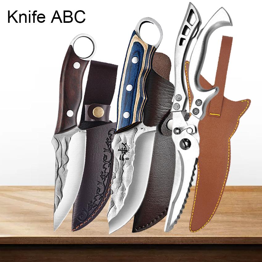 Handmade Forged Kitchen Chef Slicing Meat Cleaver Cutter Stainless Steel Boning Knife Butcher Utility Knife Cooking Cutlery