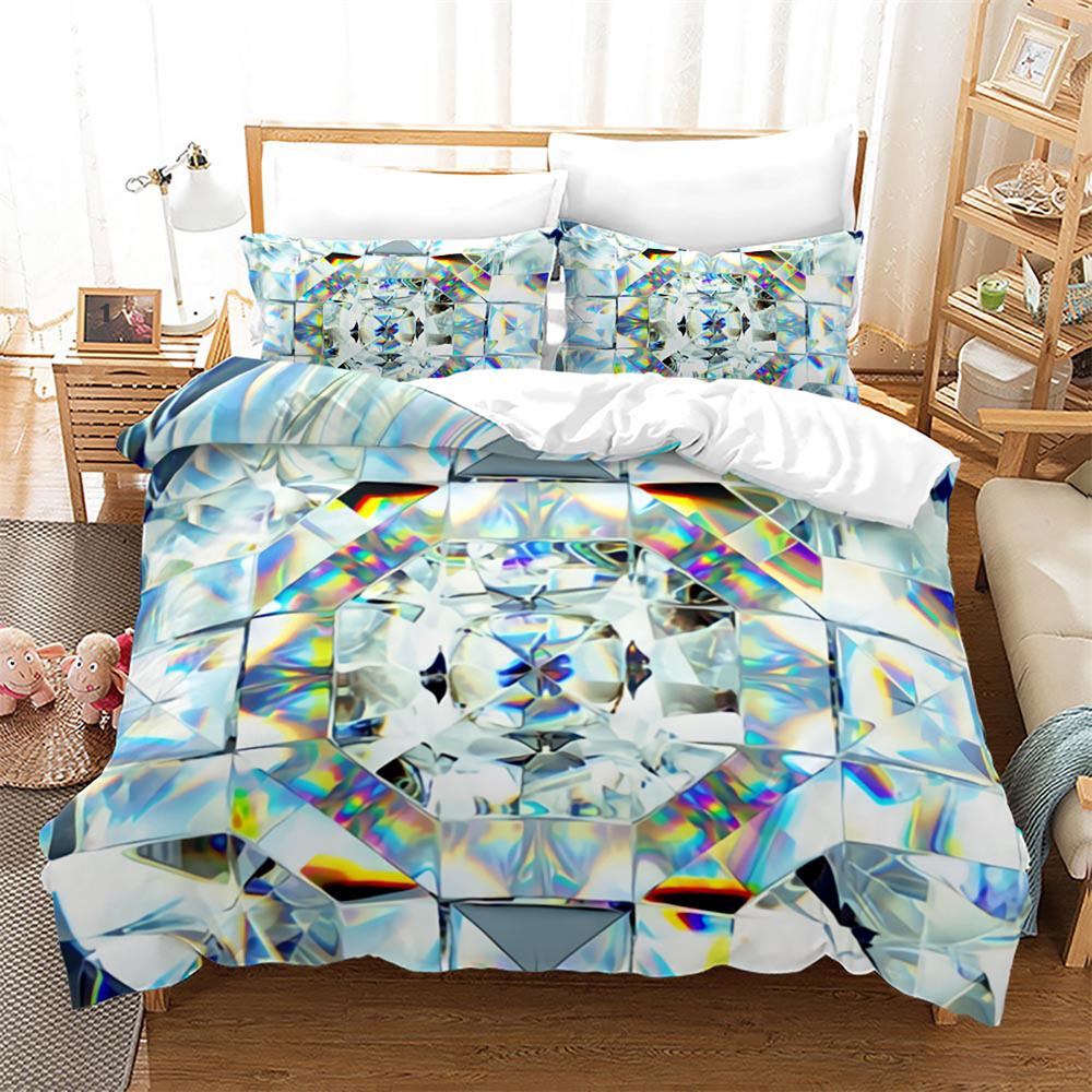 Diamond Duvet Cover Set Abstract Art Valentine's Day Gift for Girls Women Couple King Size Bedding Set Polyester Comforter Cover