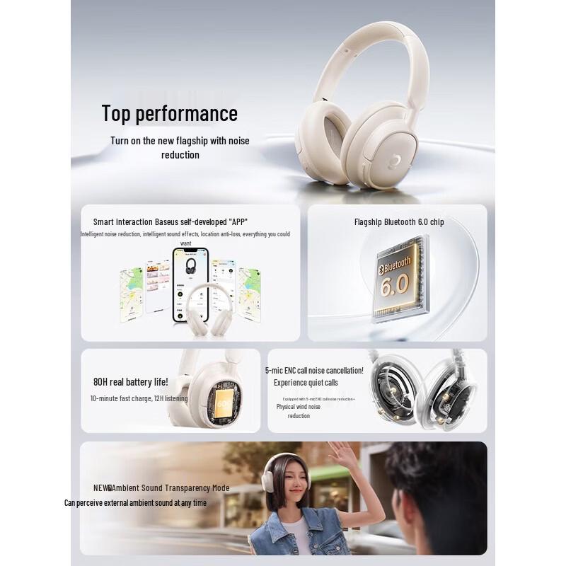 BASEUS BH1 NC AI Translation Over-ear Headphones