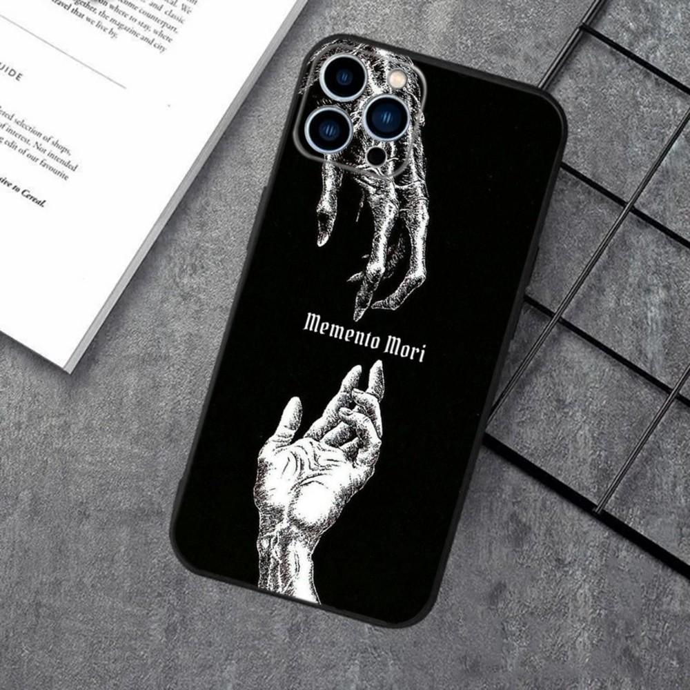 Memento Mori Phone Case For Apple iPhone 15,14,13,12,11,XS,XR,X,8,7,Pro,Max,Plus,mini Silicone Black Cover