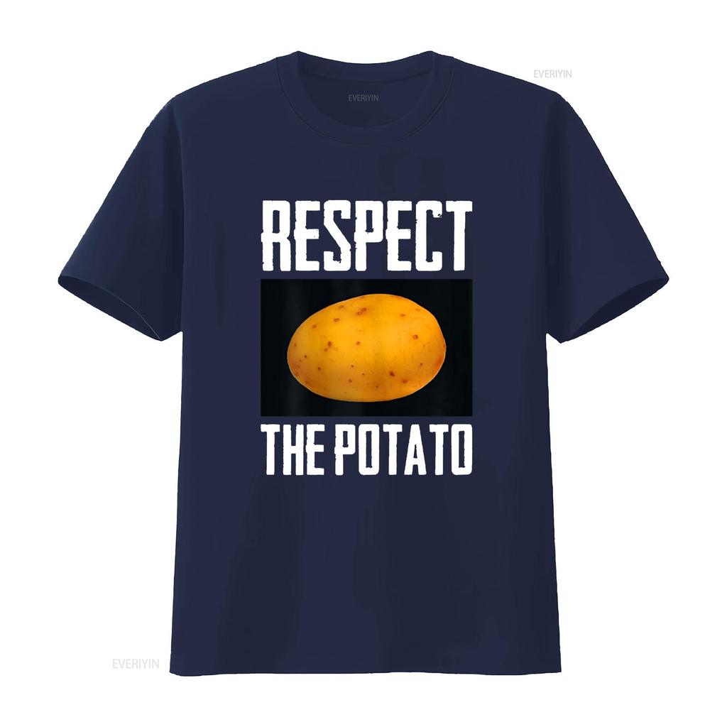 Respect The Potato Funny Root Vegetable Potatoes T Shirt vintage Washed Slightly Top For Everyday Wear graphic fashion Unisex