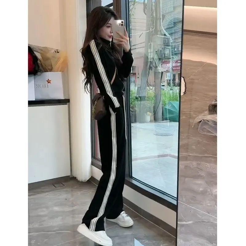 Casual Two-piece Set for Women, Spring and Autumn, Korean Version, Age-reducing Fashion Suit, Women's Short Jacket, Versatile Wide-leg Pants