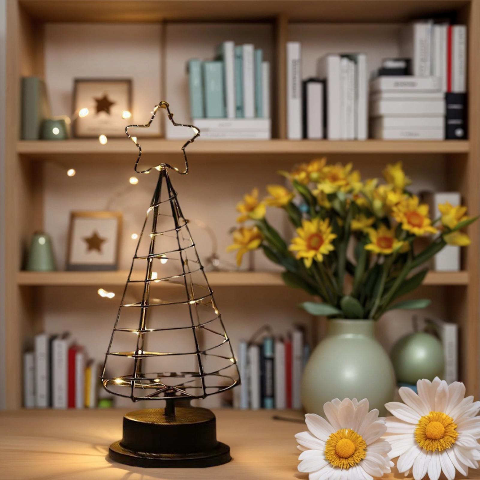 

Christmas Light Christmas Tree Desk Lamp With Star Tabletop Ornament Desk Light For Living Room Bedroom Yard Patio Garden Window 29cm
